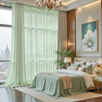 10ft×10ft Wrinkle Free Sage Green Backdrop Curtain Drapes, 2 Panels 5ftx10ft Sheer Tulle Chiffon Backdrop Panels, alternate