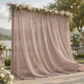 10ft×10ft Wrinkle Free Taupe Backdrop Curtain Drapes, 2 Panels 5ftx10ft Sheer Tulle Chiffon Backdrop Panels