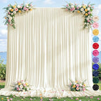 10ft×12ft Ivory Backdrop Curtain for Wedding Parties, Wrinkle Free Polyester Photo Backdrop Drapes for Baby