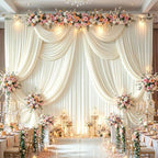 10ft×12ft Ivory Backdrop Curtain for Wedding Parties, Wrinkle Free Polyester Photo Backdrop Drapes for Baby, alternate view 2