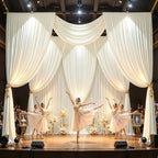 10ft×12ft Ivory Backdrop Curtain for Wedding Parties, Wrinkle Free Polyester Photo Backdrop Drapes for Baby, alternate view 7