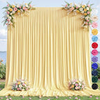 10ft×12ft Light Yellow Backdrop Curtain for Wedding Parties, Wrinkle Free Polyester Photo Backdrop Drapes for