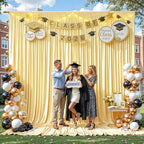 10ft×12ft Light Yellow Backdrop Curtain for Wedding Parties, Wrinkle Free Polyester Photo Backdrop Drapes for, alternate view