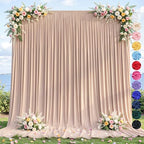 10ft×12ft Nude Backdrop Curtain for Wedding Parties, Wrinkle Free Polyester Photo Backdrop Drapes for Baby