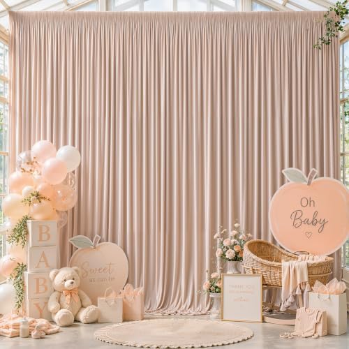 10ft×12ft Nude Backdrop Curtain for Wedding Parties, Wrinkle Free Polyester Photo Backdrop Drapes for Baby, alternate view 6