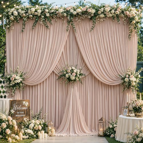 10ft×12ft Nude Backdrop Curtain for Wedding Parties, Wrinkle Free Polyester Photo Backdrop Drapes for Baby, alternate view 7