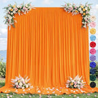 10ft×12ft Orange Backdrop Curtain for Wedding Parties, Wrinkle Free Polyester Photo Backdrop Drapes for Baby