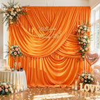 10ft×12ft Orange Backdrop Curtain for Wedding Parties, Wrinkle Free Polyester Photo Backdrop Drapes for Baby, alternate view