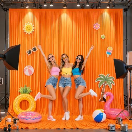 10ft×12ft Orange Backdrop Curtain for Wedding Parties, Wrinkle Free Polyester Photo Backdrop Drapes for Baby, alternate view