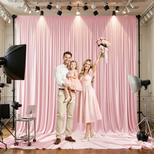 10ft×12ft Pink Backdrop Curtain for Wedding Parties, Wrinkle Free Polyester Photo Backdrop Drapes for Baby, alternate view 6