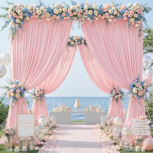10ft×12ft Pink Backdrop Curtain for Wedding Parties, Wrinkle Free Polyester Photo Backdrop Drapes for Baby, alternate view 7