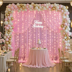 10ft×12ft Pink Tulle Backdrop Curtains with Lights String for Parites Pink Sheer Backdrop Curtains for Baby, alternate view 3