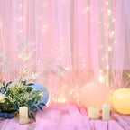 10ft×12ft Pink Tulle Backdrop Curtains with Lights String for Parites Pink Sheer Backdrop Curtains for Baby, alternate view 7