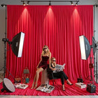 10ft×12ft Red Backdrop Curtain for Wedding Parties, Wrinkle Free Polyester Photo Backdrop Drapes for Baby, alternate view 6