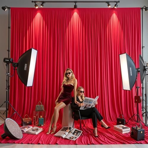 10ft×12ft Red Backdrop Curtain for Wedding Parties, Wrinkle Free Polyester Photo Backdrop Drapes for Baby, alternate view 6
