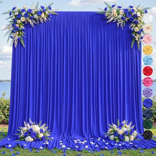10ft×12ft Royal Blue Backdrop Curtain for Wedding Parties, Wrinkle Free Polyester Photo Backdrop Drapes for Baby