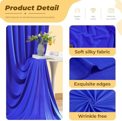 10ft×12ft Royal Blue Backdrop Curtain for Wedding Parties, Wrinkle Free Polyester Photo Backdrop Drapes for Baby, alternate