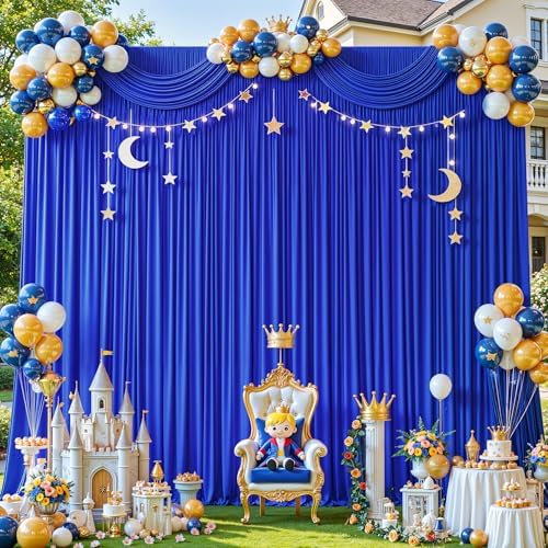 10ft×12ft Royal Blue Backdrop Curtain for Wedding Parties, Wrinkle Free Polyester Photo Backdrop Drapes for Baby, alternate