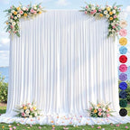 10ft×12ft White Backdrop Curtain for Wedding Parties, Wrinkle Free Polyester Photo Backdrop Drapes for Baby