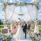 10ft×12ft White Backdrop Curtain for Wedding Parties, Wrinkle Free Polyester Photo Backdrop Drapes for Baby, alternate view 2