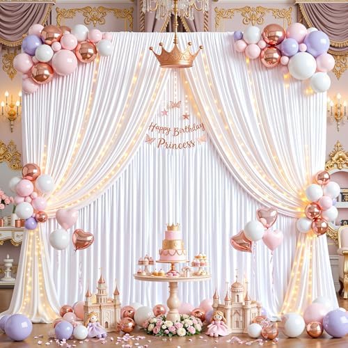 10ft×12ft White Backdrop Curtain for Wedding Parties, Wrinkle Free Polyester Photo Backdrop Drapes for Baby, alternate view 6