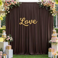 10ft×12ft Wrinkle Free Brown Backdrop Curtain for Wedding Parties, 2 Panels 5×12ft Long Soft Silky Polyester
