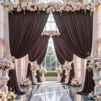 10ft×12ft Wrinkle Free Brown Backdrop Curtain for Wedding Parties, 2 Panels 5×12ft Long Soft Silky Polyester, alternate view