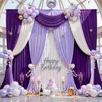 10ft×12ft Wrinkle Free Dark Purple Backdrop Curtain for Wedding Parties 2 Panels 5×12ft Long Silky Polyester, alternate view