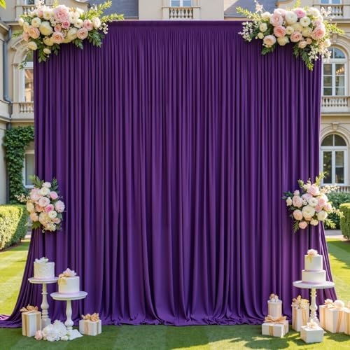10ft×12ft Wrinkle Free Dark Purple Backdrop Curtain for Wedding Parties 2 Panels 5×12ft Long Silky Polyester, alternate view