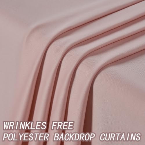 10ft×12ft Wrinkle Free Dusty Pink Backdrop Curtains for Wedding Parties in 12ft Long_2 Panels in Dusty Pink, alternate view 5