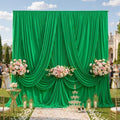 10ft×12ft Wrinkle Free Green Backdrop Curtain for Wedding Parties in 12ft Long_2 Panels in Green
