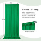 10ft×12ft Wrinkle Free Green Backdrop Curtain for Wedding Parties in 12ft Long_2 Panels in Green, alternate view 2