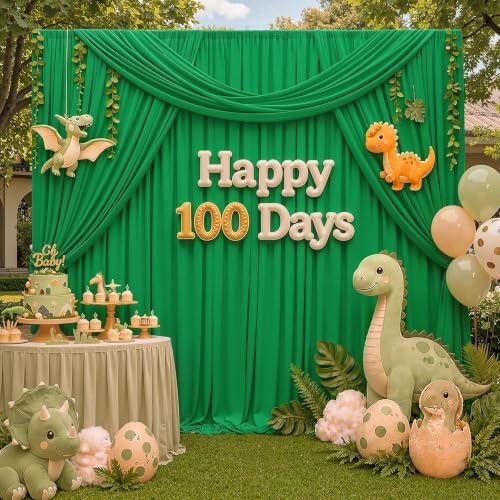 10ft×12ft Wrinkle Free Green Backdrop Curtain for Wedding Parties in 12ft Long_2 Panels in Green, alternate view 3