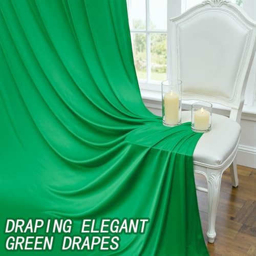 10ft×12ft Wrinkle Free Green Backdrop Curtain for Wedding Parties in 12ft Long_2 Panels in Green, alternate view 5