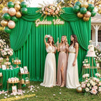 10ft×12ft Wrinkle Free Green Backdrop Curtain for Wedding Parties in 12ft Long_2 Panels in Green, alternate view 7
