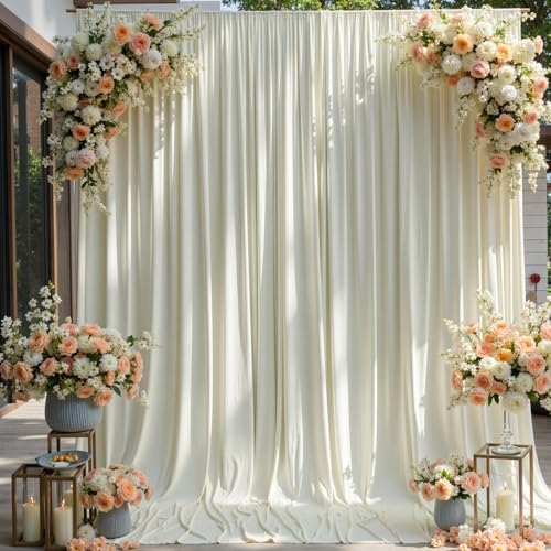 10ft×12ft Wrinkle Free Ivory Backdrop Curtain for Wedding Parties, 2 Panels 5×12ft Long Soft Silky Polyester, alternate view