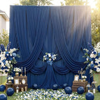 10ft×12ft Wrinkle Free Navy Blue Backdrop Curtain for Wedding Parties, 2 Panels 5×12ft Long Silky Polyester