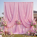 10ft×12ft Wrinkle Free Pink Backdrop Curtain for Wedding Parties, 2 Panels 5×12ft Long Silky Polyester Backdrop