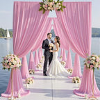 10ft×12ft Wrinkle Free Pink Backdrop Curtain for Wedding Parties, 2 Panels 5×12ft Long Silky Polyester Backdrop, alternate