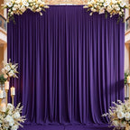 10ft×14ft Wrinkle Free Dark Purple Backdrop Curtain for Wedding Parties 2 Panels 5×14ft Long Silky Polyester