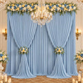 10ft×14ft Wrinkle Free Dusty Blue Backdrop Curtain for Wedding Parties,2 Panels 5×14 ft Long Silky Polyester