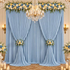 10ft×14ft Wrinkle Free Dusty Blue Backdrop Curtain for Wedding Parties,2 Panels 5×14 ft Long Silky Polyester