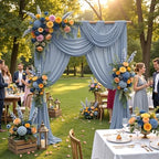 10ft×14ft Wrinkle Free Dusty Blue Backdrop Curtain for Wedding Parties,2 Panels 5×14 ft Long Silky Polyester, alternate view