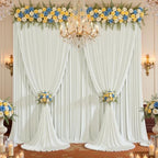 10ft×14ft Wrinkle Free Ivory Backdrop Curtain for Wedding Parties, 2 Panels 5×14ft Long Silky Polyester Photo
