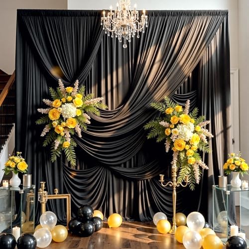 10ft×15ft Black Backdrop Curtain for Halloween Parties