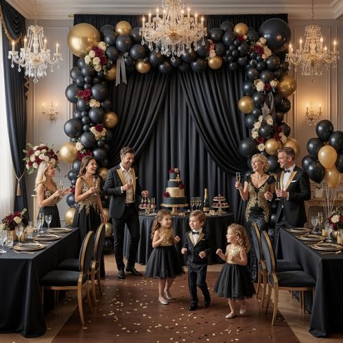 10ft×15ft Black Backdrop Curtain for Halloween Parties, alternate view 4