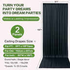 10ft×15ft Black Backdrop Curtain for Halloween Parties, alternate view 6