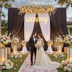 10ft×15ft Brown Backdrop Curtain for Wedding Parties, alternate view 2