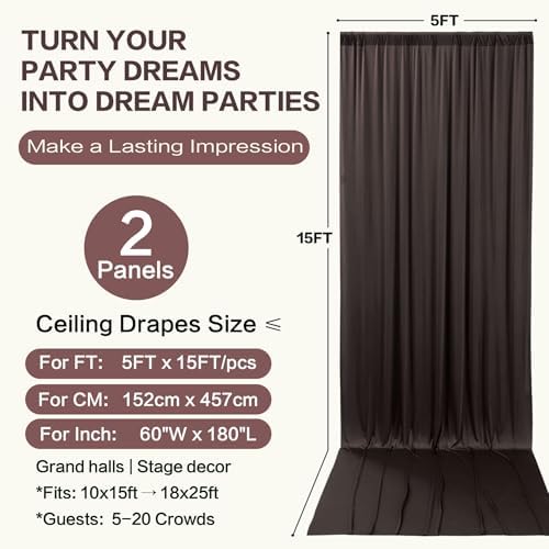 10ft×15ft Brown Backdrop Curtain for Wedding Parties, alternate view 6