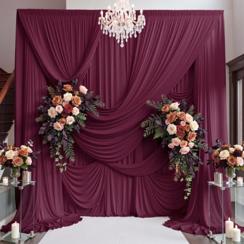 10ft×15ft Burgundy Backdrop Curtain for Wedding Parties